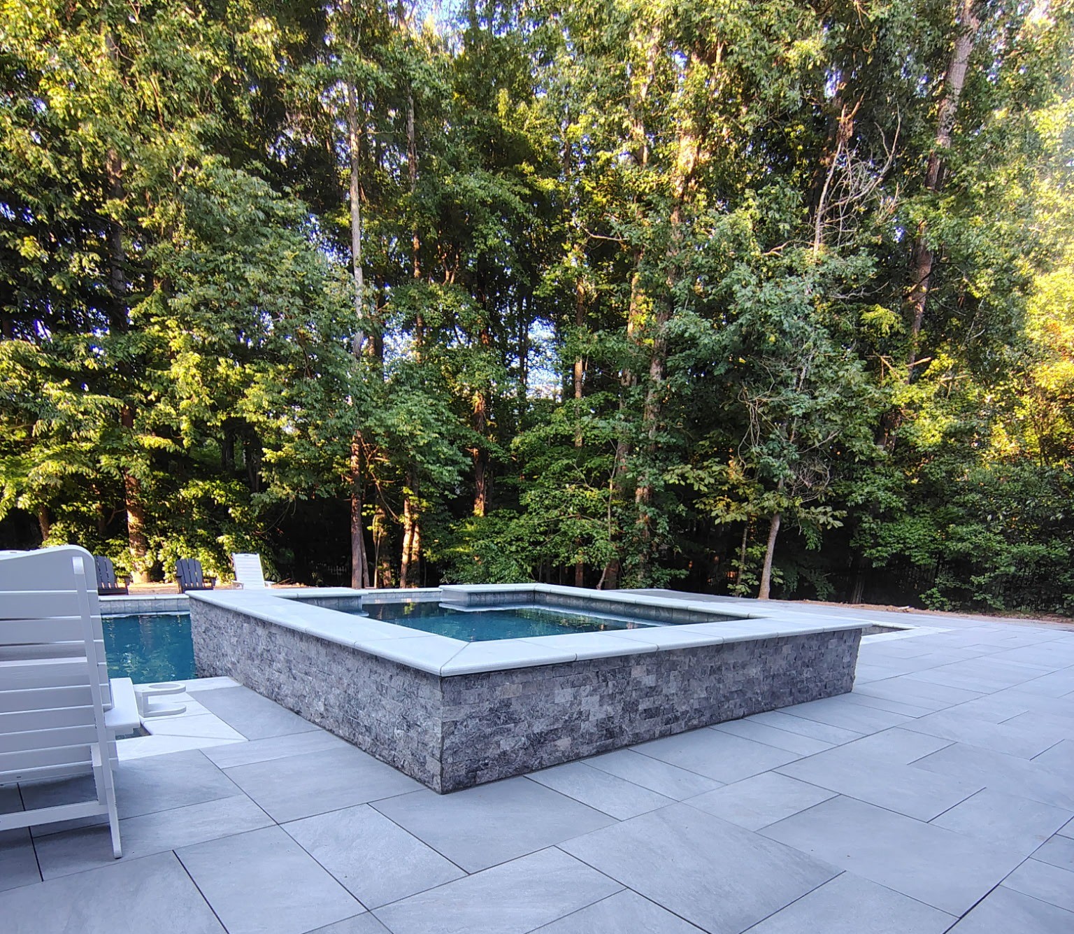 EMV elevated spa project with contemporary stone surrounds