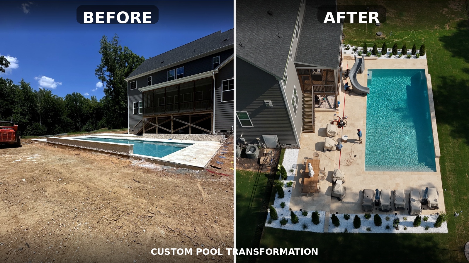 Pool renovation before and after